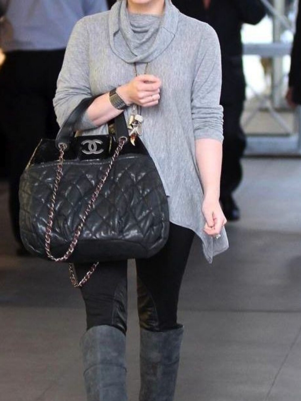 Chanel Black Quilted Leather Top-Handle Shoulder Bag